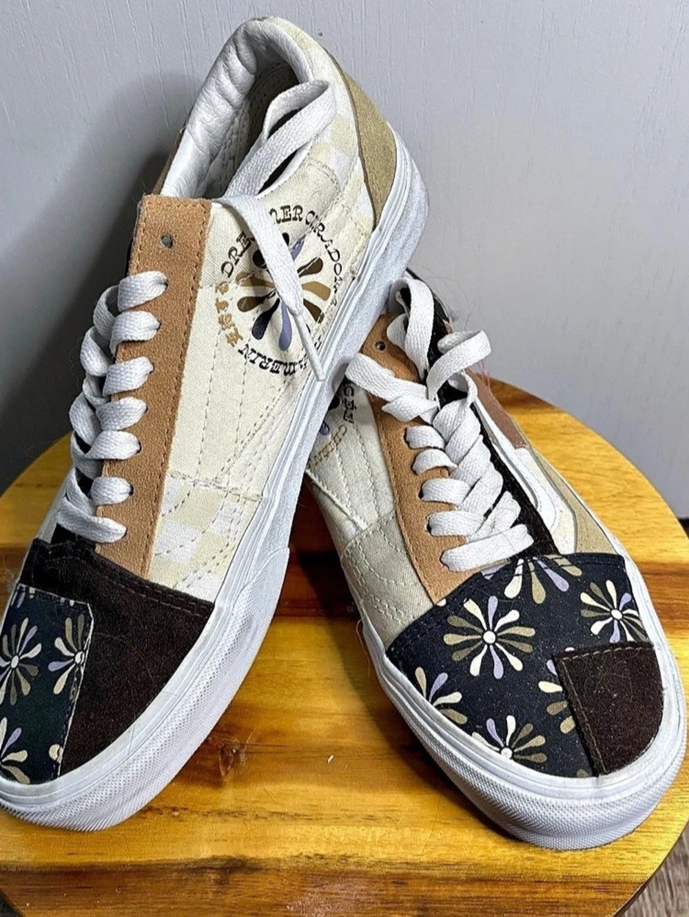 Vans Sz 9 Devine Energy Old Skool Floral Patchwork Sneakers Skater Athleisure